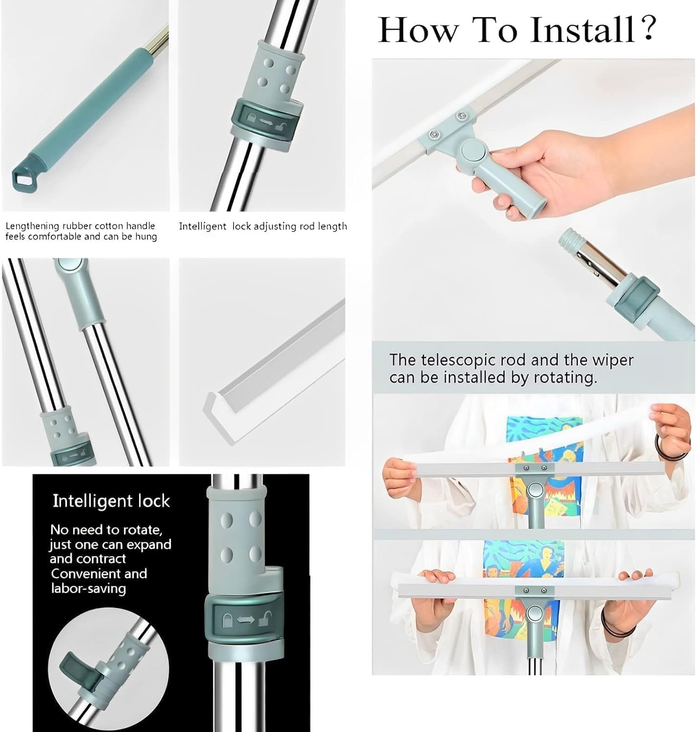 50-Inch Rotating Glass & Floor Cleaning Wiper 🔥