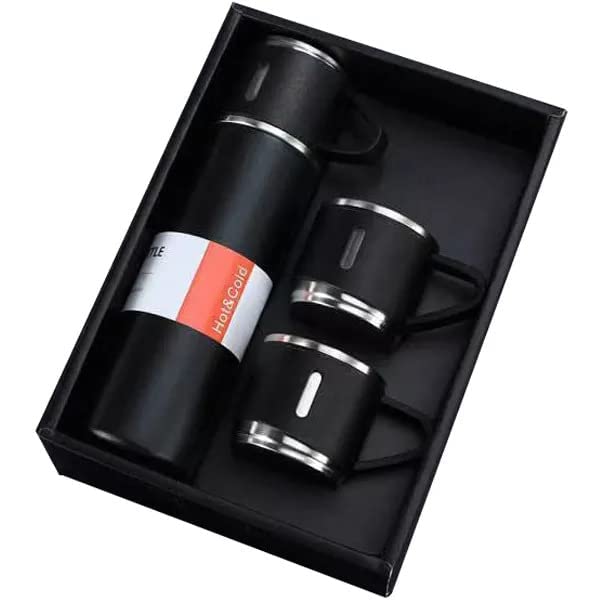 Flask Set With 3 Steel Cups