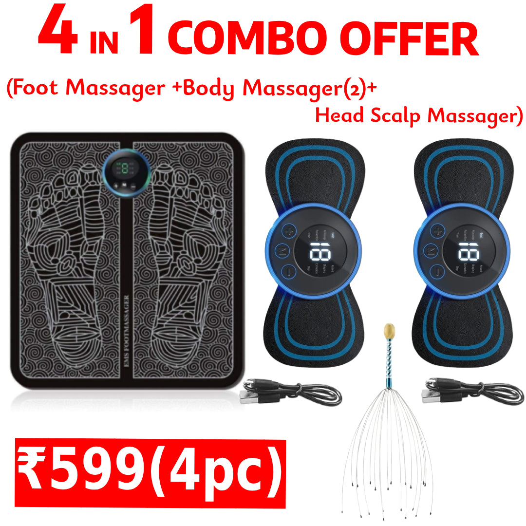 4 in 1 Combo Offer(Foot Massager+Body Massager+Head Scalp Massager)