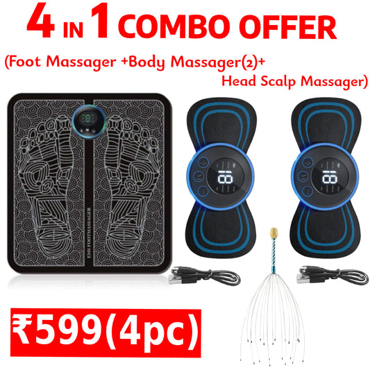 4 in 1 Combo (Foot Massager+Body Massager+Head Scalp Massager)