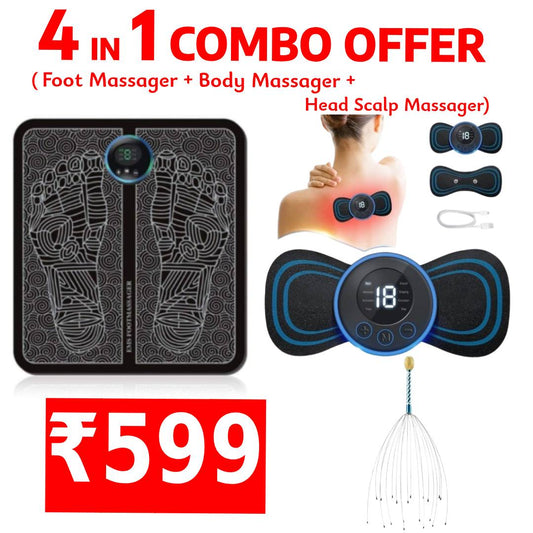 4 in 1 Combo Offer-[Foot Massager+Body Massager+Head Scalp Massager]