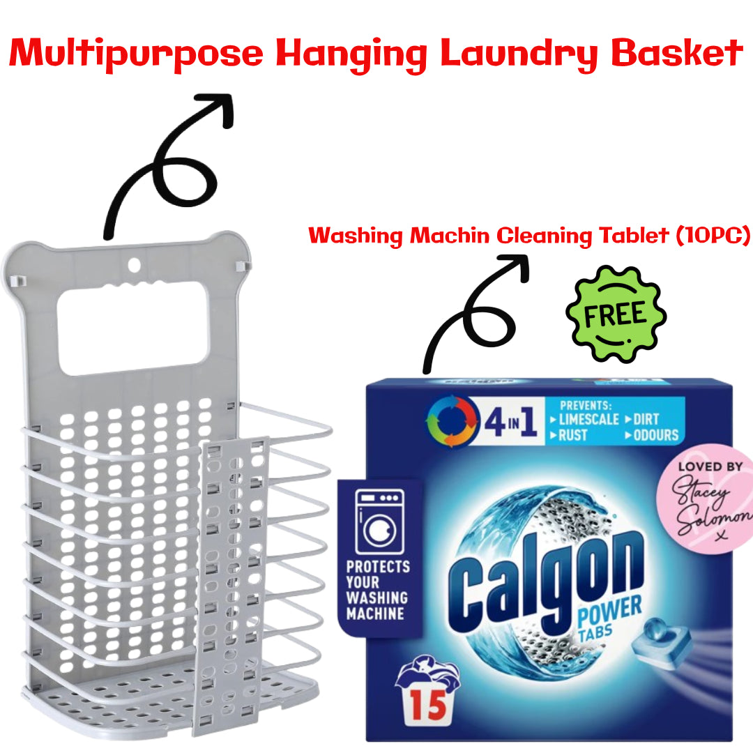 Multipurpose Hanging Laundry Basket-(Washing Machin Cleaning Tablet 10Pc)FREE