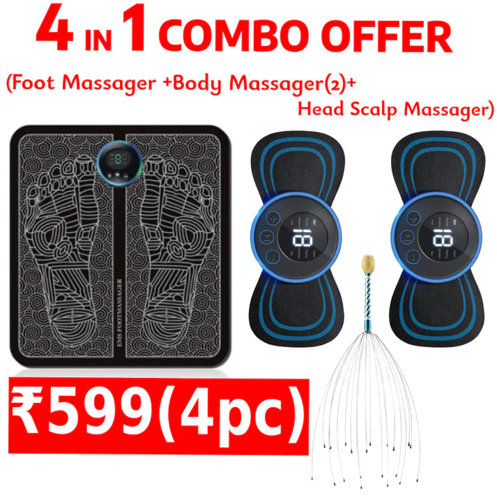 4 in 1 Combo Offer(Foot Massager+Body Massager+Head Scalp Massager)